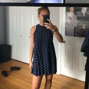 Navy high neck dress
